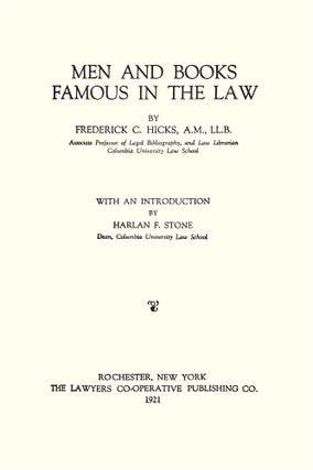 Men and Books Famous in the Law. (New Paperback) ed.