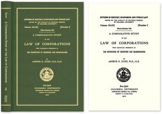 Item #53961 A Comparative Study of the Law of Corporations with Particular. Arthur K. Kuhn