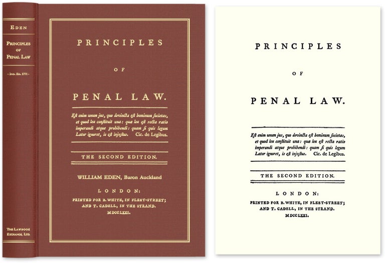 Item #53962 Principles of Penal Law. The Second edition. William Eden.
