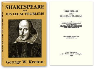 Item #54013 Shakespeare and His Legal Problems. George Williams Keeton