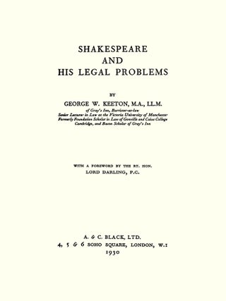 Shakespeare and His Legal Problems