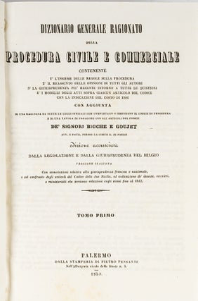 Item #54032 Dizionario Generale Ragionato Della Procedura Civile E Commerciale....