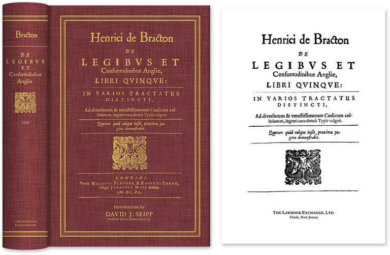 Item #54039 De Legibus et Consuetudinibus Angliae, Libri Quinque: In Varios. Henry de Bracton, David J. Seipp, New Intro.