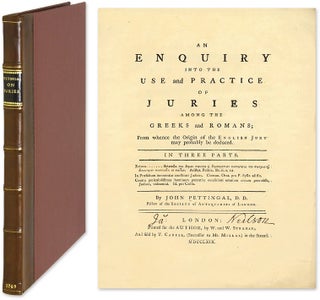Item #54139 An Enquiry Into the Use and Practice of Juries Among the Greeks. John Pettingal