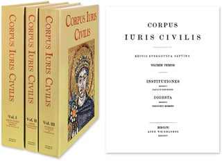 Item #54711 Corpus Iuris Civilis [Juris]. 3 Vols. Reprint of 1895 Berlin edition. Justinian....