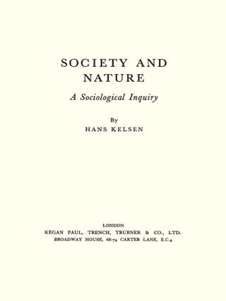 Society and Nature: A Sociological Inquiry