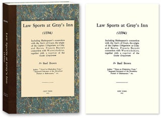 Item #55542 Law Sports at Gray's Inn (1594) Including Shakespeare's Connection. Basil Brown