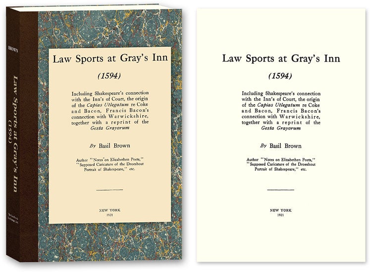 Item #55542 Law Sports at Gray's Inn (1594) Including Shakespeare's Connection. Basil Brown.