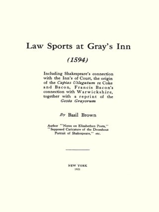 Law Sports at Gray's Inn (1594) Including Shakespeare's Connection...