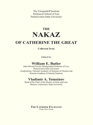 The Nakaz of Catherine the Great: Collected Texts