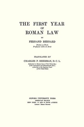 The First Year of Roman Law.