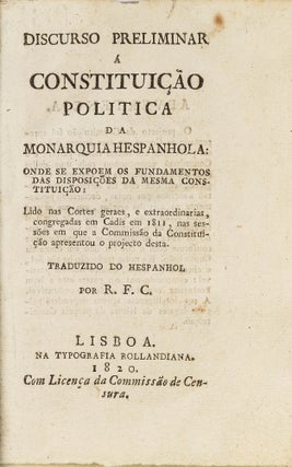 Item #56402 Discurso Preliminar a Constituicao Politica de Monarquia Hespanhola. Augustin de...