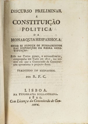 Item #56403 Discurso Preliminar a Constituicao Politica de Monarquia Hespanhola. Augustin de...