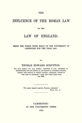 The Influence of the Roman Law on the Law of England. Paperback