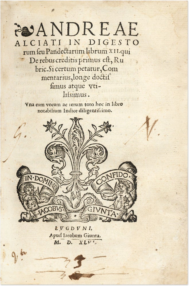 Item #56511 In Digestorum Seu Pandectarum Librum XII [and Two Others]. Andrea Alciati, Andreas Alciatus, Andree Alciat.
