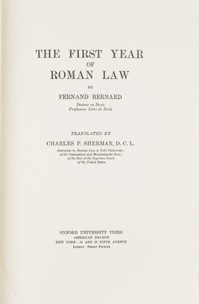 The First Year of Roman Law.