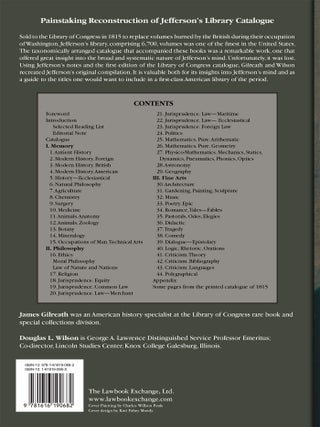 Thomas Jefferson's Library A Catalog with the Entries in His Own Order