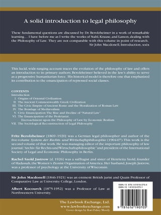 The World's Legal Philosophies. Translated by Rachel Szold. With...