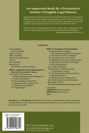 Statutes and Their Interpretation in First Half of the Fourteenth...