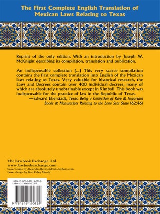 Laws and Decrees of the State of Coahuila and Texas in Spanish and...