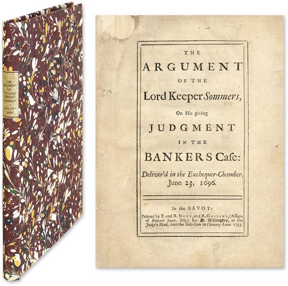 Item #57196 The Argument of the Lord Keeper Sommers, On His Giving Judgment. John Somers, Lord.