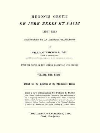 De Jure Belli et Pacis, Libri Tres... 3 Vols. Complete set.