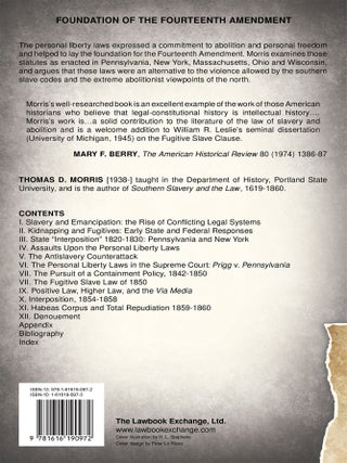 Free Men All: The Personal Liberty Laws of the North 1780-1861.