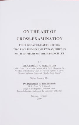 On the Art of Cross-Examination. Four Great Old Authorities Two...