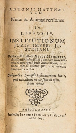 Notae & Animadversiones in Libros IV Institutionum Juris...