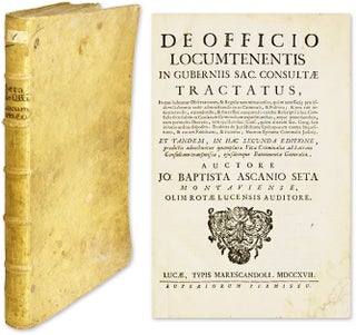 Item #57637 De Officio Locumtenentis in Guberniis Sac Consultae Tractatus. Joannes Baptista...