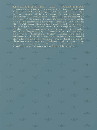 Magistrates and Pioneers: Essays in the History of American Law