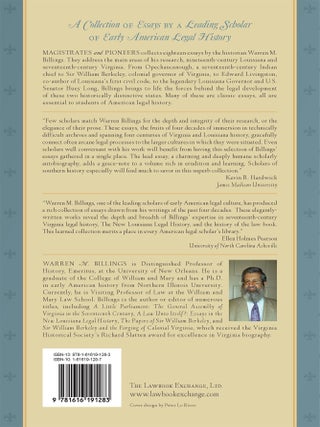 Magistrates and Pioneers: Essays in the History of American Law