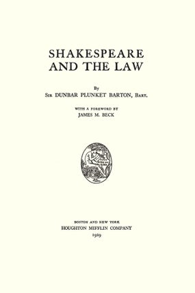 Shakespeare and the Law.