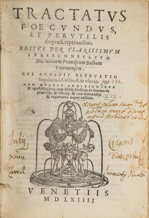 Tractatus Foecundus, et Perutilis de Praescriptionibus. Giovanni Francesco Balbo.