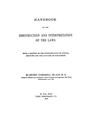 Handbook on the Construction and Interpretation of the Laws...