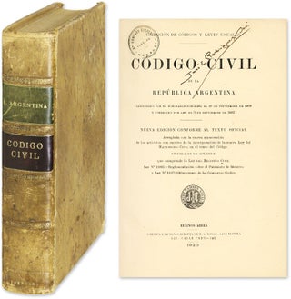 Item #57955 Codigo Civil de la Republica Argentina Sancionado por el Honorable. Argentina,...