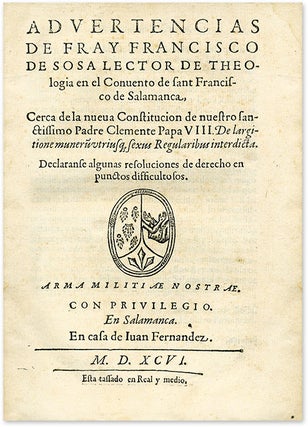 Advertencias de Fray Francisco de Sosa, Lector de Theologia...
