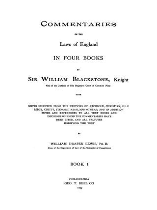 Commentaries on the Laws of England in Four Books, With Notes...