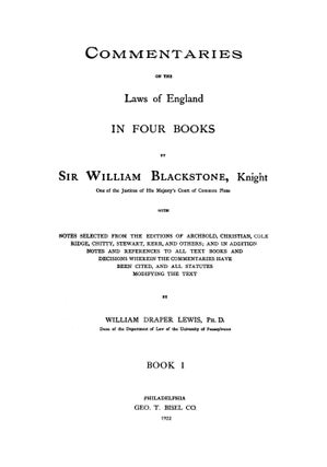 Commentaries on the Laws of England in Four Books, With Notes...