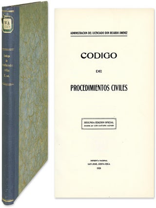 Item #58675 Codigo de Procedimientos Civiles. Costa Rica, Luis Castaing Alfaro, Annotator