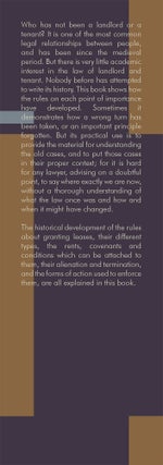 The History of the Law of Landlord and Tenant in England and Wales.