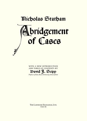 Statham's Abridgement [Abridgment] of Cases...