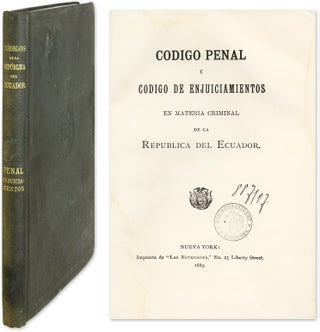 Item #58866 Codigo Penal en Materia Criminal de la Republica del Ecuador. Ecuador
