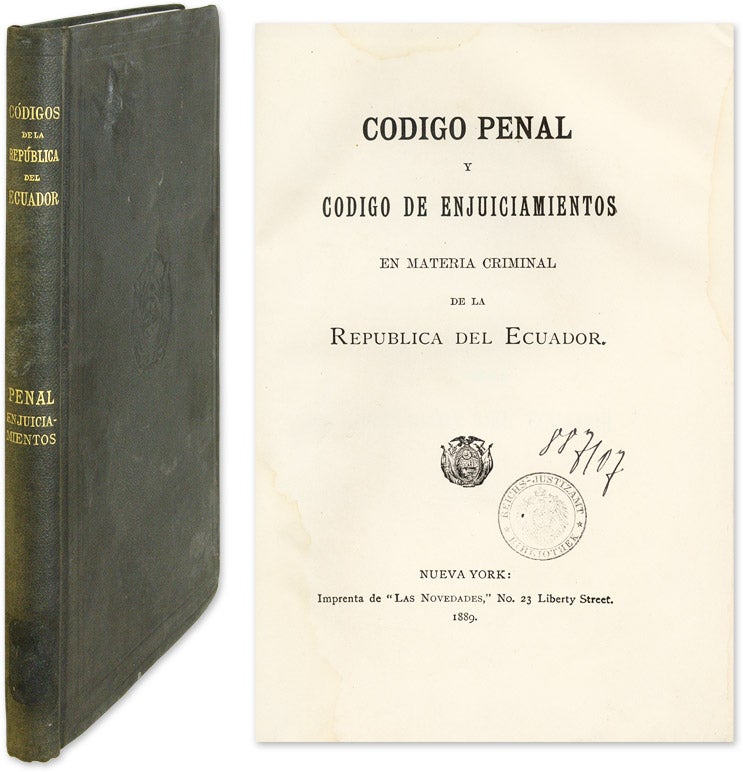 Item #58866 Codigo Penal en Materia Criminal de la Republica del Ecuador. Ecuador.