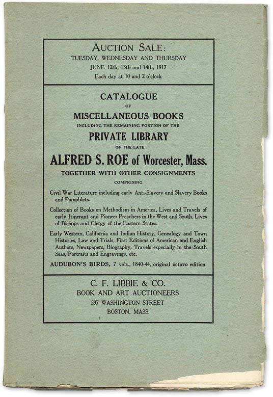 Item #59096 Catalogue of Miscellaneous Books Including the Remaining Portion of. Auction Catalogue, C F. Libbie, Co.