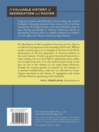 The Development of State Legislation Concerning the Free Negro