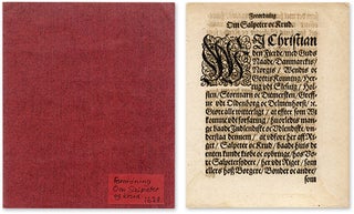 Item #59282 Forordning om Saltpeter oc Krud. 19 September 1628. King of Denmark Christian IV