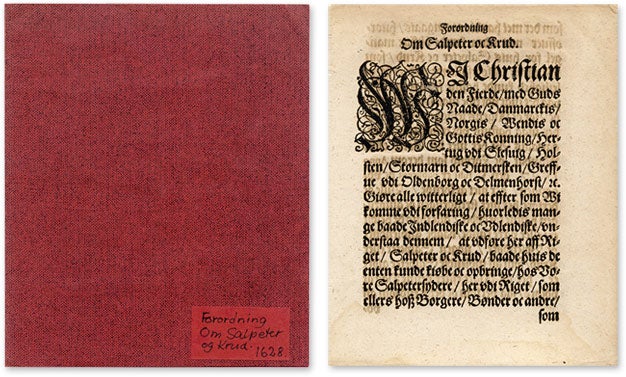 Item #59282 Forordning om Saltpeter oc Krud. 19 September 1628. King of Denmark Christian IV.