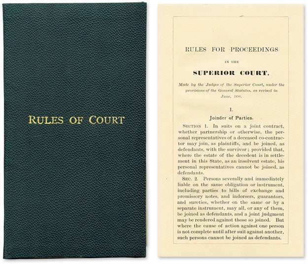 Item #59535 Rules for Proceedings in the Superior Court. Made by the Judges of the. Connecticut Superior Court.