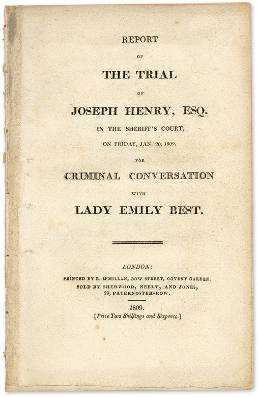 Item #59537 Report of the Trial of Joseph Henry, Esq, In the Sheriff's Court. Trial, Joseph Henry, Defendant.